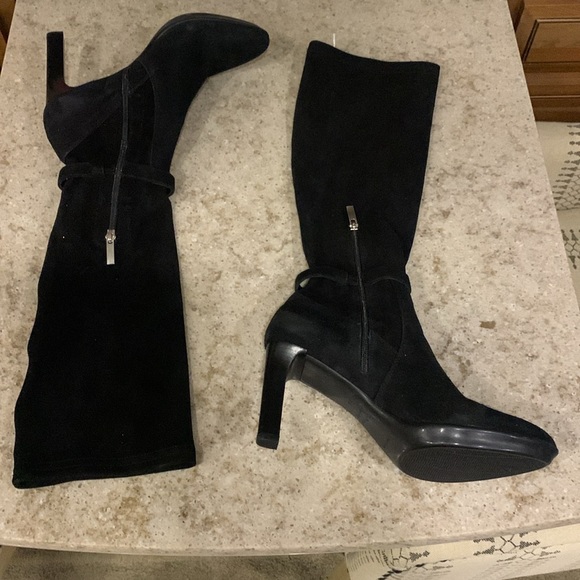 NWOT Aquatalia Romina Anthracite Suede Black Tall Boots Size 9.5 - Picture 5 of 9